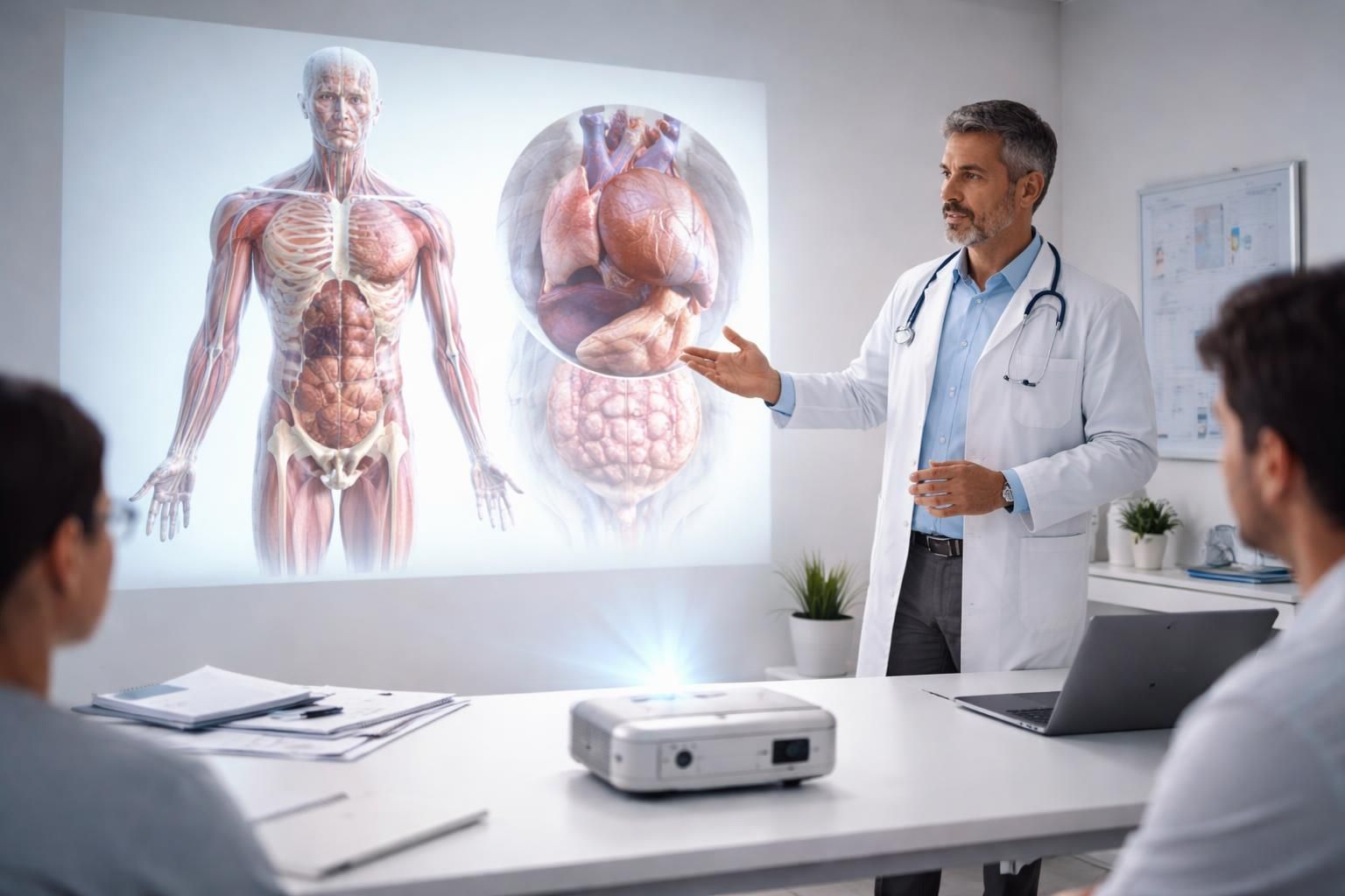 découvrez comment l'éducation thérapeutique peut être enrichie grâce à l'anatomie projetée via un mini vidéoprojecteur epson, pour une meilleure compréhension et un apprentissage interactif.