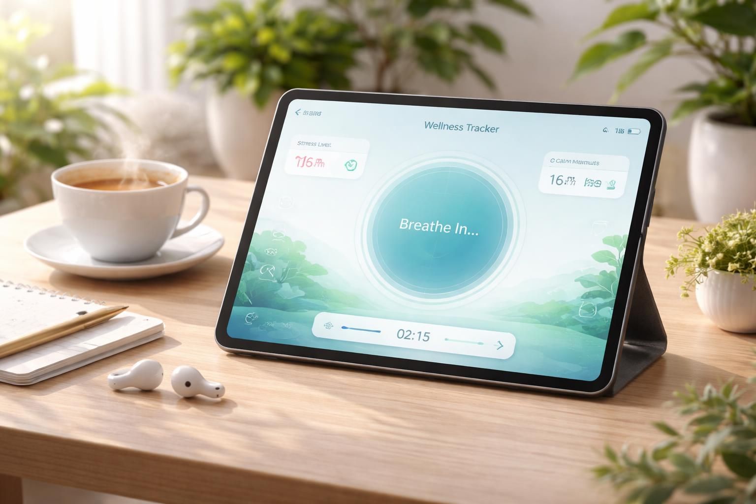 découvrez notre solution de suivi bien-être avec exercices de respiration anti-stress spécialement conçus pour tablette tactile, pour retrouver sérénité et détente au quotidien.